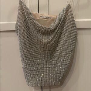 Alice + Olivia Sparkling Silver Top